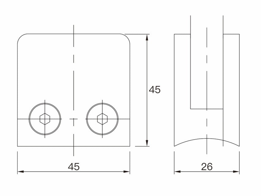 Pinza cuadrada para tubo redondo