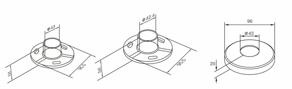 Conjunto base para tubo redondo con regulación